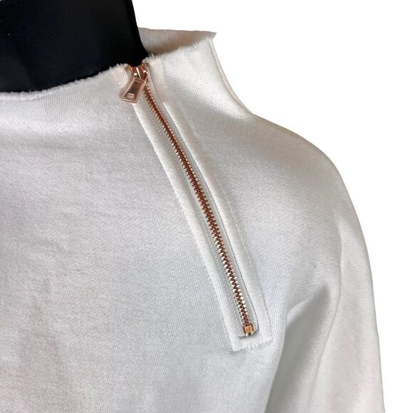 Lime & Vine White Rose Gold Zipper Cropped Sweatshirt - Picture 5 of 11